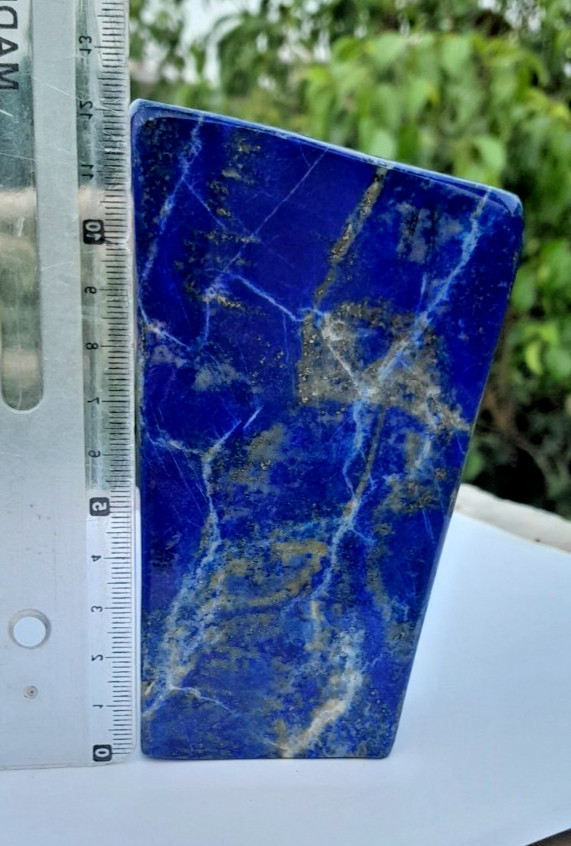 630g Lapis Lazuli Freeform With Iron Pyrite Inclusion Rough Tumbled Polished