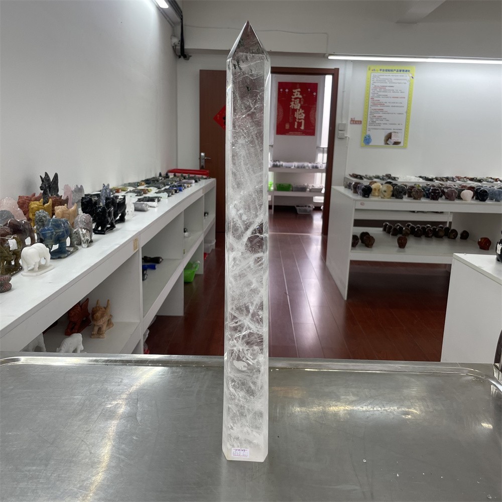 5.1LB 20.2″ Natural A+++ Clear Quartz Obelisk Tower Crystal Decor Reiki Heal