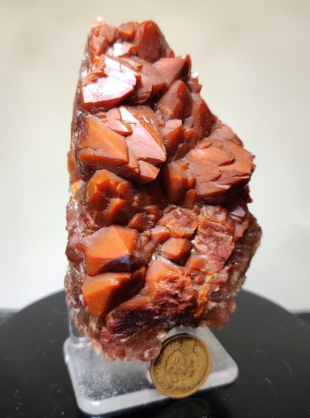 Large SATURATED Red Hematoid/Ferruginous Quartz Crystal Cluster: 242g Morocco