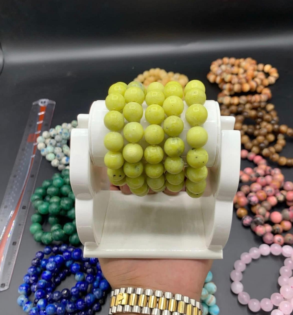 5 Pieces Yellow Jade Braclet Handmade Jellewery Top Quality