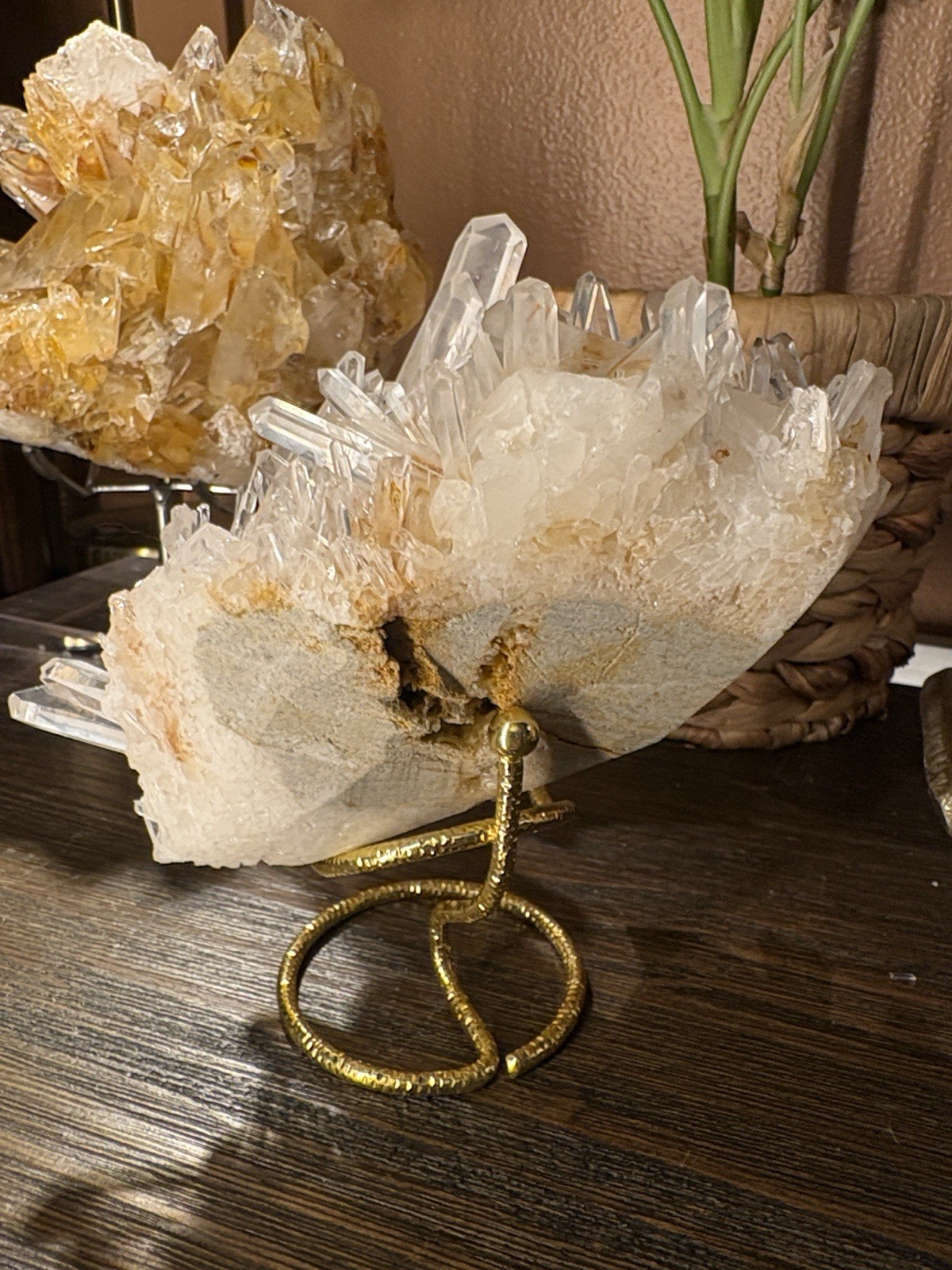 Golden Lemurian Quartz Cluster 6in x 4in