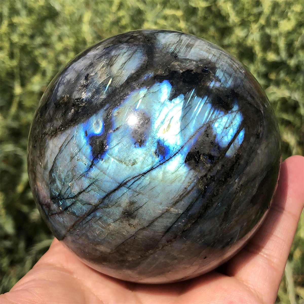 800g Natural Labradorite Ball Quartz Crystal Sphere Reiki Crystal Decor Gift