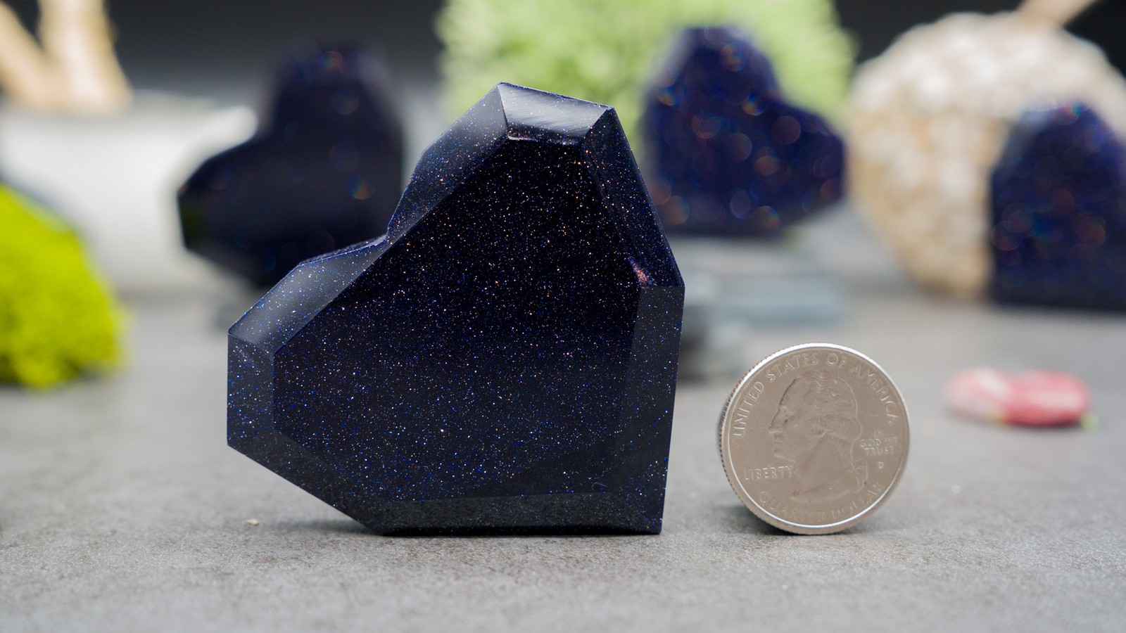 Blue Sandstone Geometric Heart Carving Spiritual Healing Meditation Pocket Stone