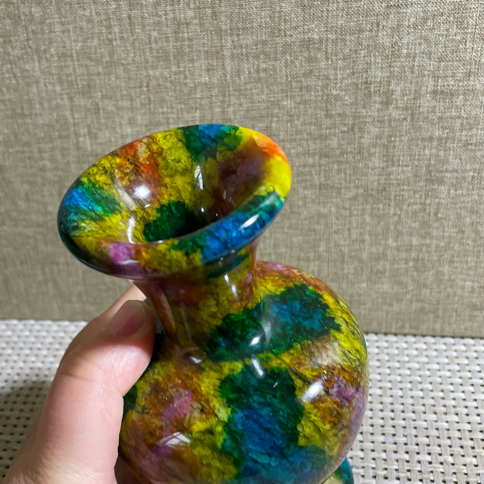 795g Seven Colors Jade vase specimen Decorative -Taiwan China