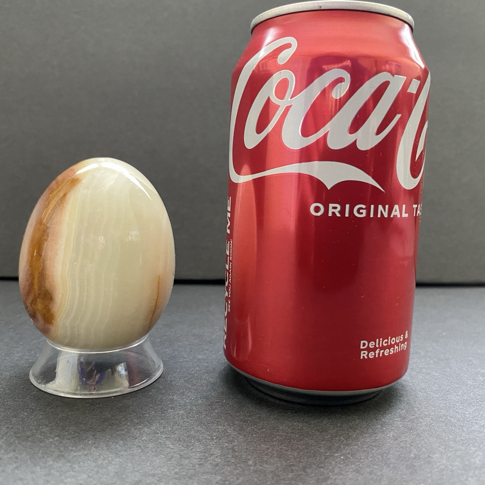 Natural Onyx Stone Egg With Stand Hand Polished Banded Agate Calcite Crystal