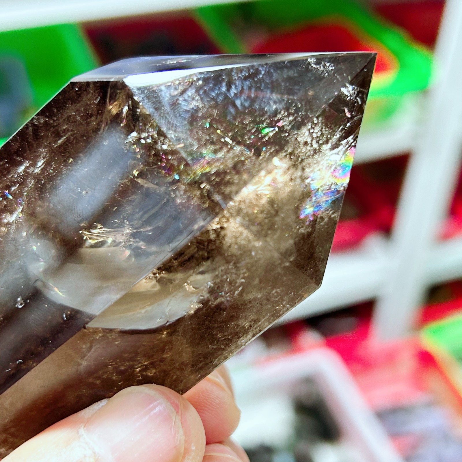 0.77LB Natural Smoky Quartz Obelisk Crystal Double Point Healing G7725