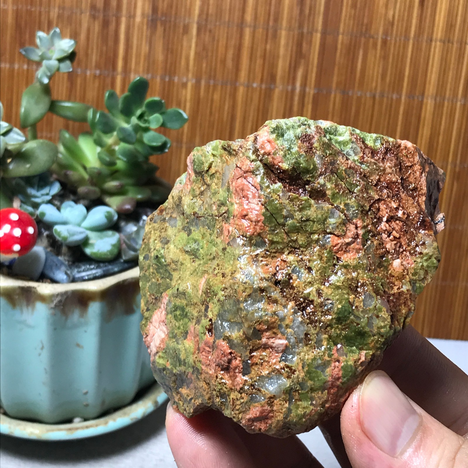 235g Natural Unakite Crystal gemstone Rough Mineral Specimen healing A6361