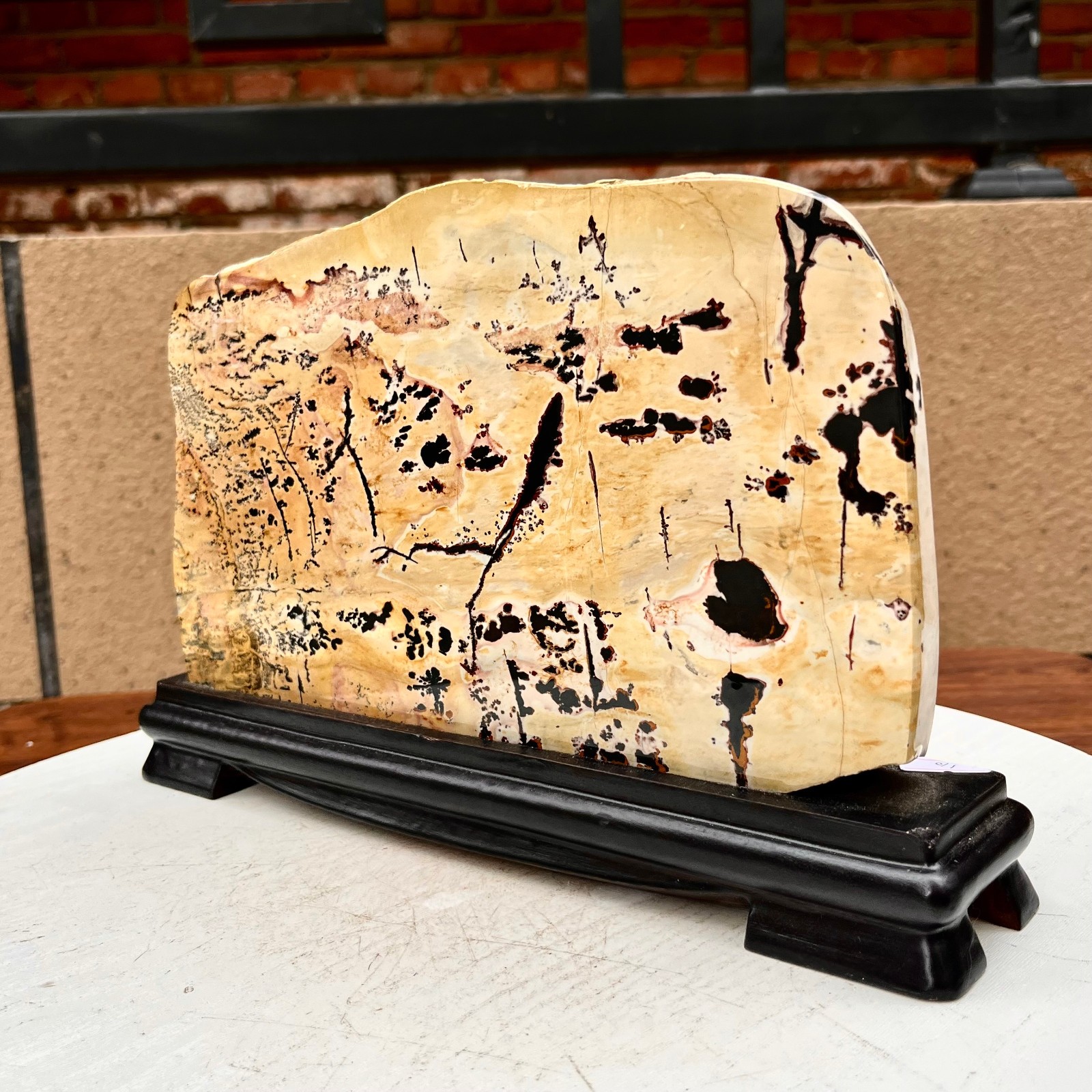 7.04LB Beautiful Natural Chinese Dendritic Limestone Picture Stone Guohua – Rare