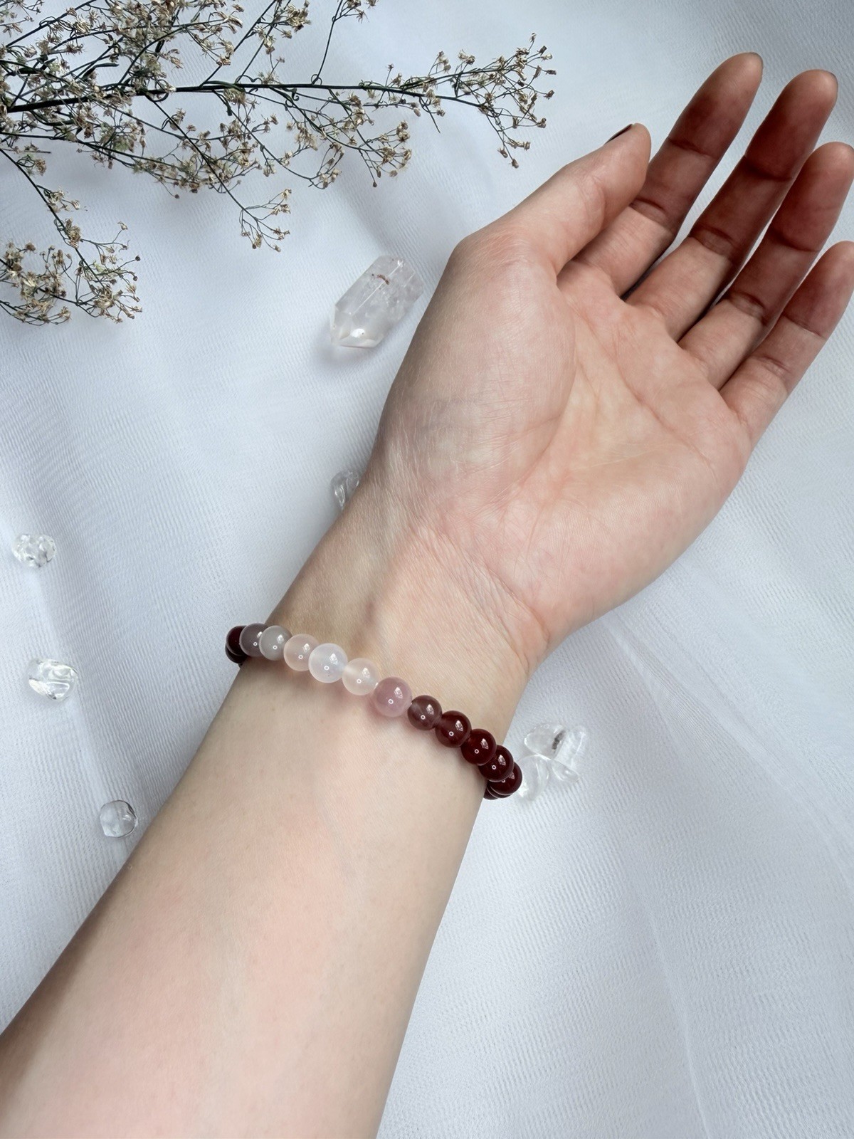 High Quality Mauve Ombré Yanyuan Agate Bracelet 6mm Beads Design Bracelet
