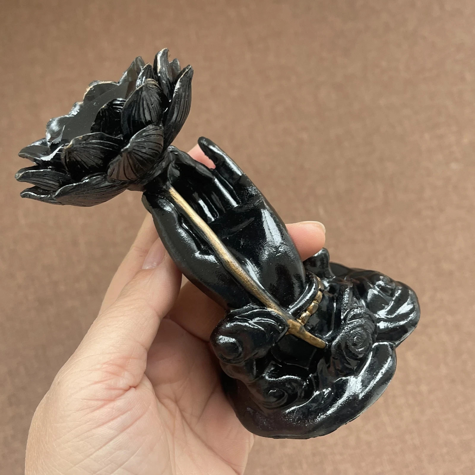 Lotus hand Holder Stand Base Crystal Ball Hand Made Display 1pcs