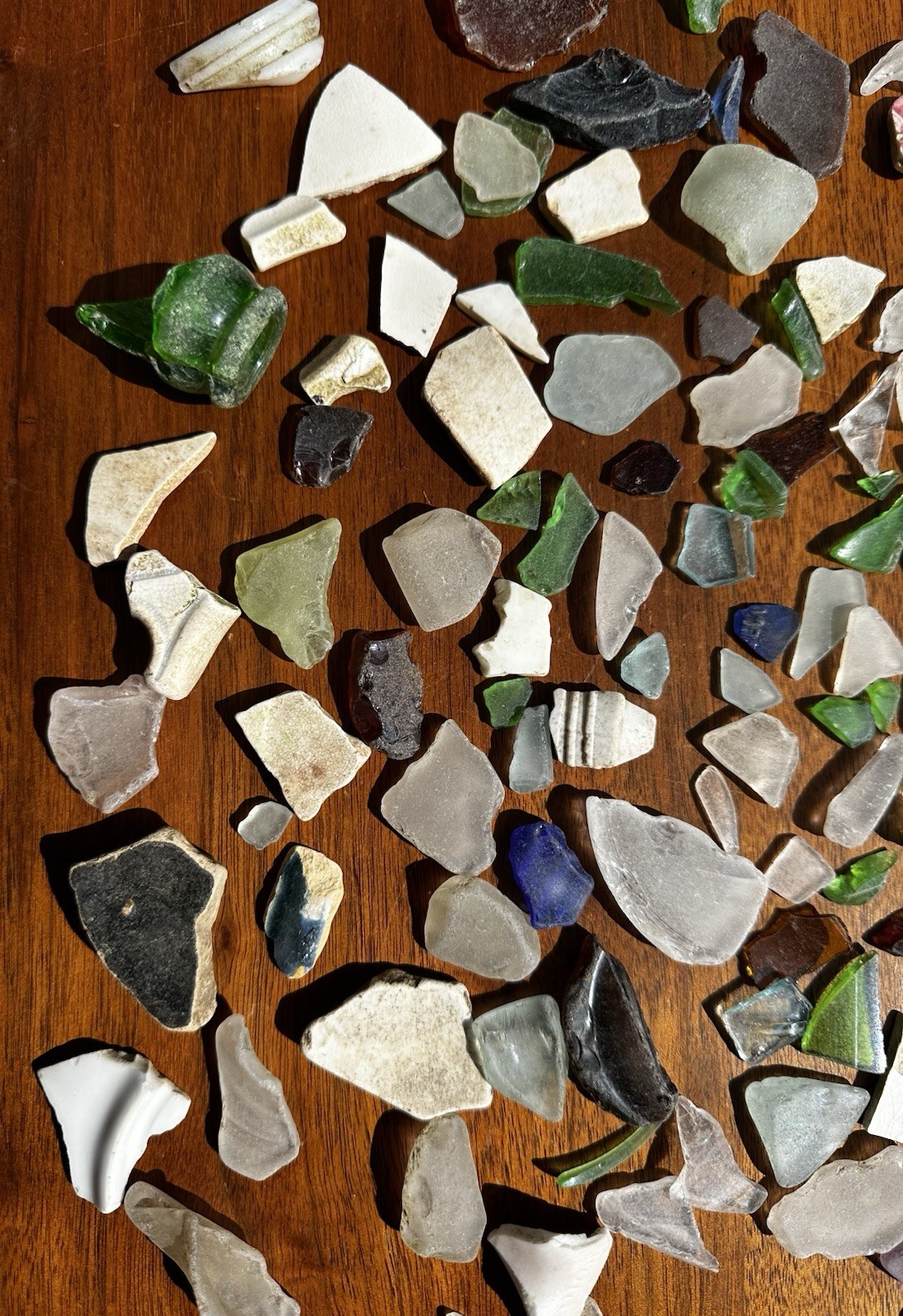 1 Plus Pounds of Natural Pa. River Glass- Green, Brown, Clear, White & Others