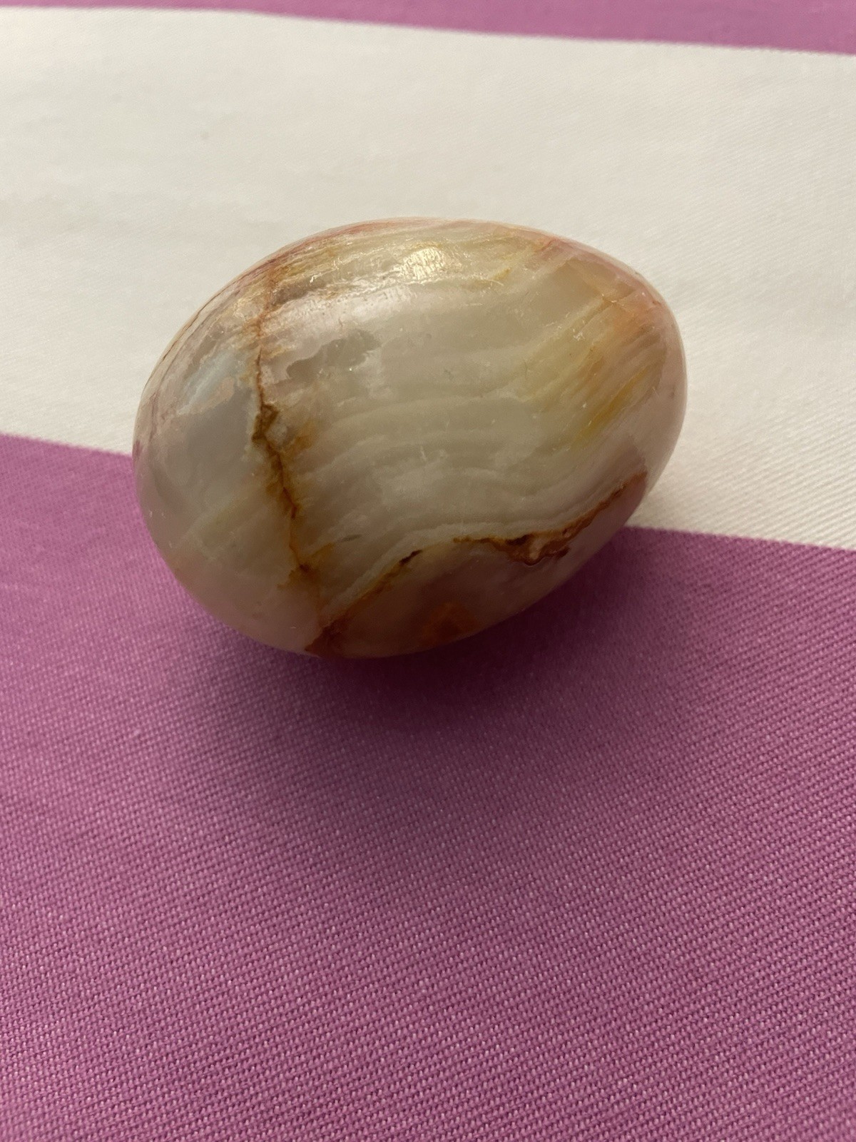 Vintage Lacquered Agate Polished Egg 2 1/2 Inches Long