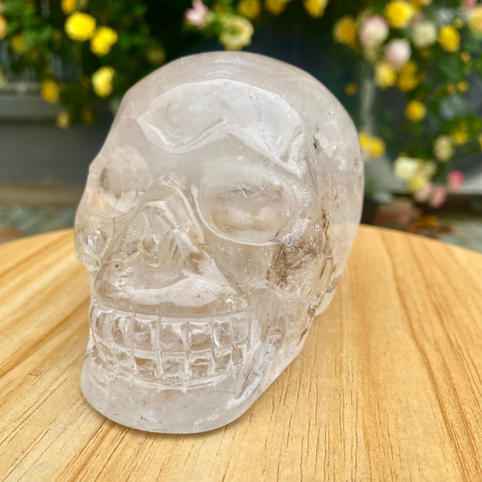 1.77LB TOP! White melting quartz hand carved crystal skull gem reiki healing