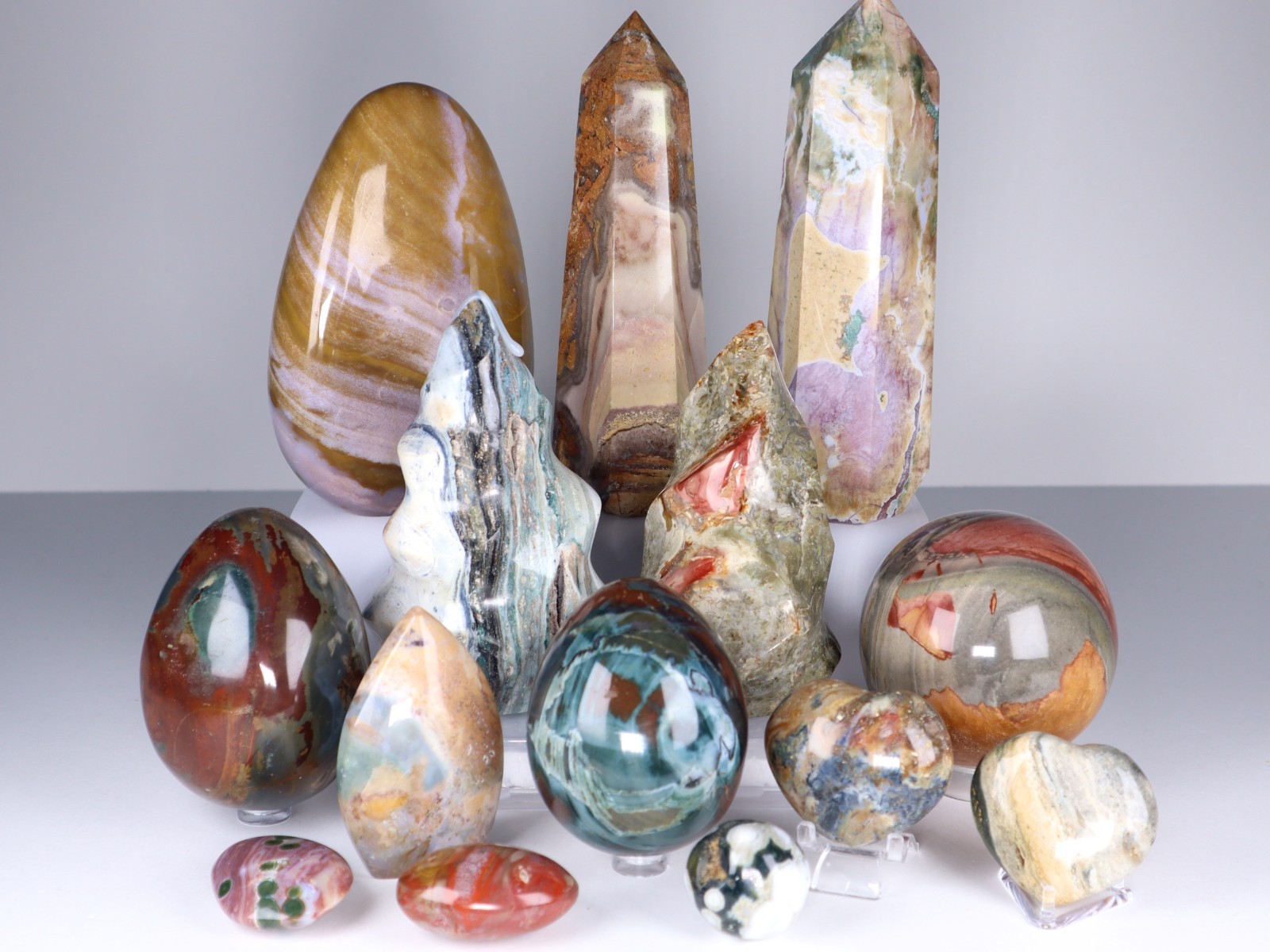 HUGE Polished JASPER CRYSTALS Collection – 12.5 lbs Mixed Sea Jasper Polychrome