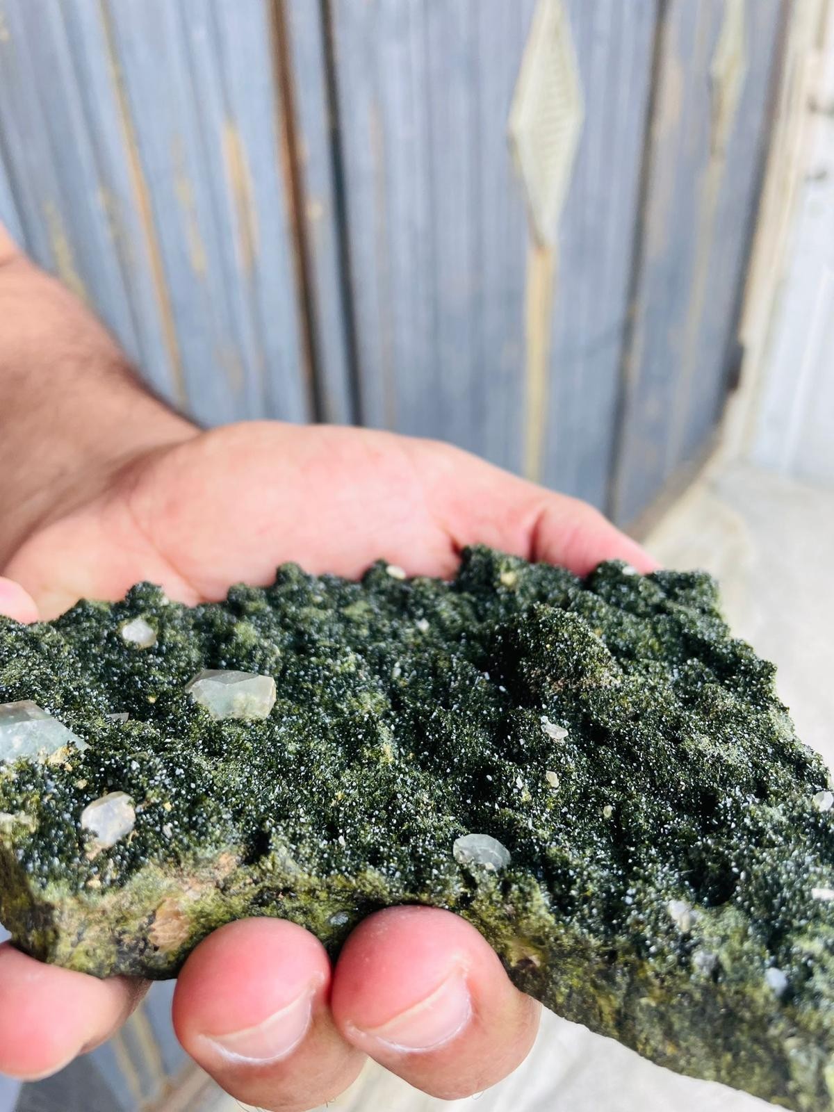 Large Natural Green Mineral Specimen – Believed to be Epidote – Raw Crystal Clus