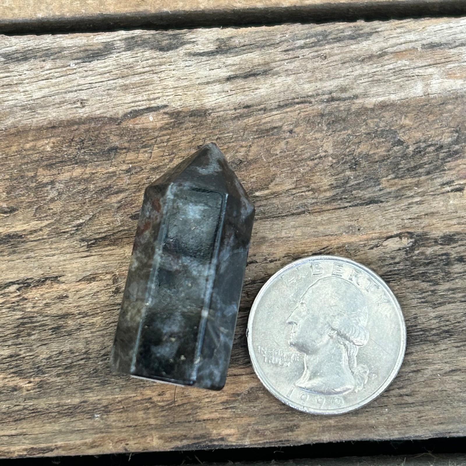 Natural Arfvedsonite Tower Polished Crystal Point Madagascar 1.5″