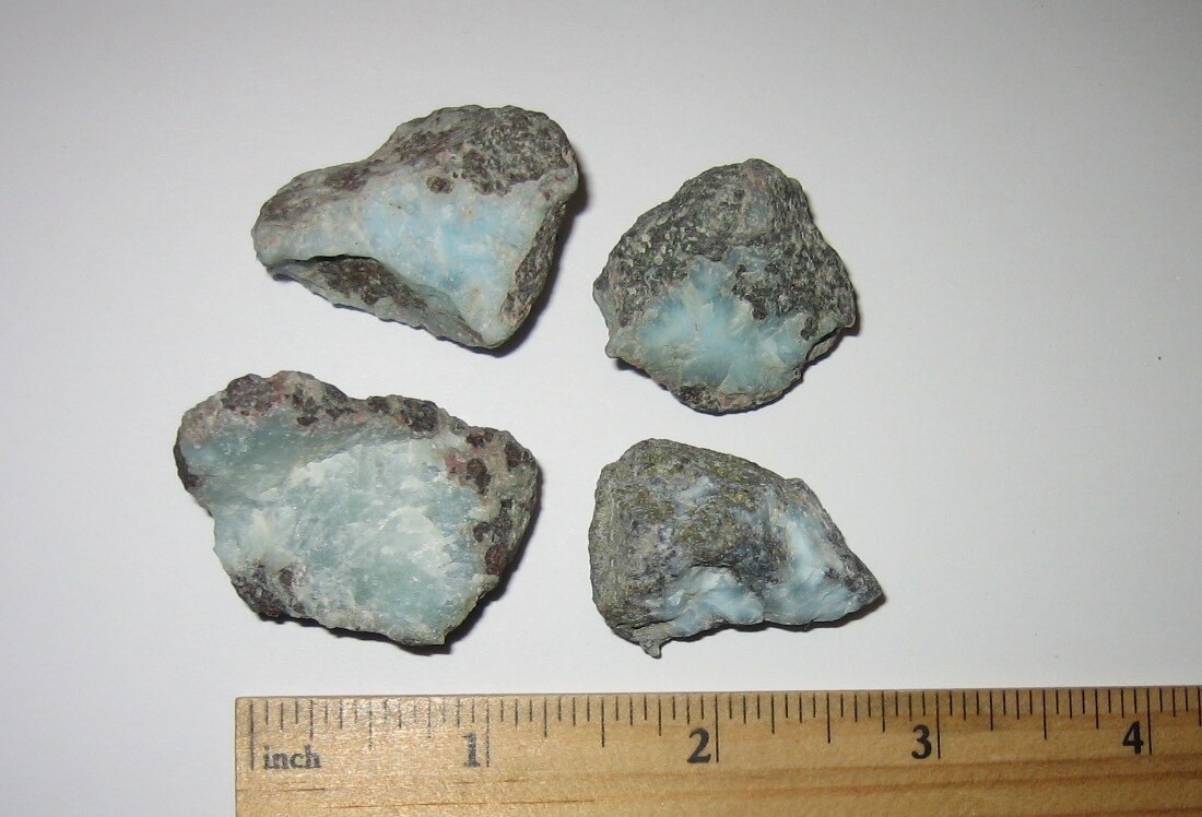 4 NATURAL ROUGH 0.9″- 1.4″ LARIMAR STONE MINERALS DOMINICAN REPUBLIC ~ 68.6g *1