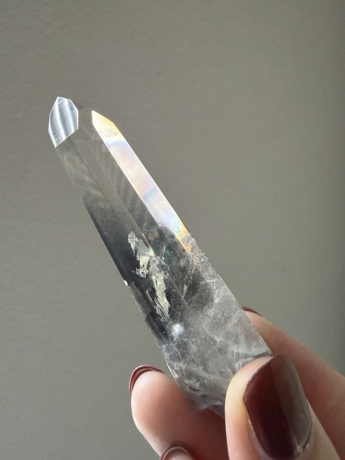 Brazil Lemurian Quartz with Black Scenic Inclusions | Semi-Polished High Clarity