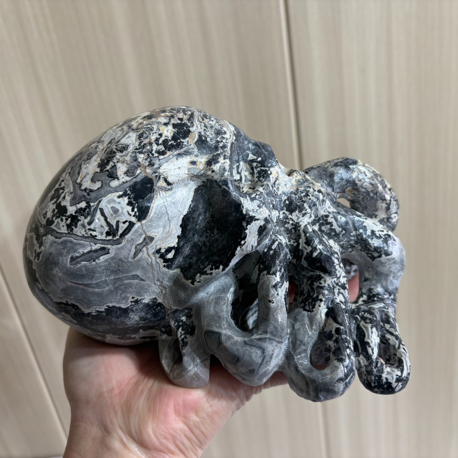 3.9LB Natural Picasso quartz carved octopus crystal skull healing gift