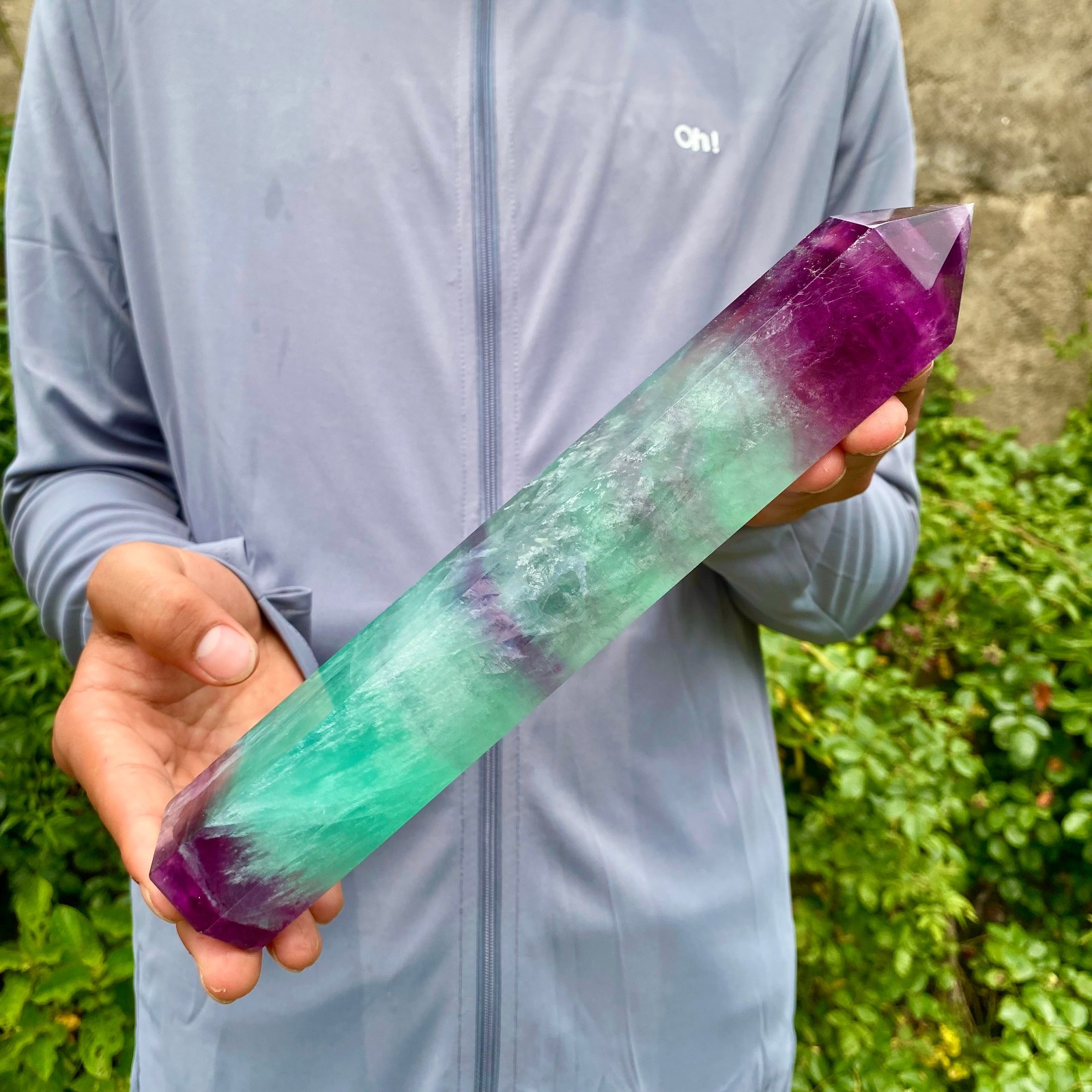 1.9LB Natural unique colored fluorite pillar quartz crystal sample