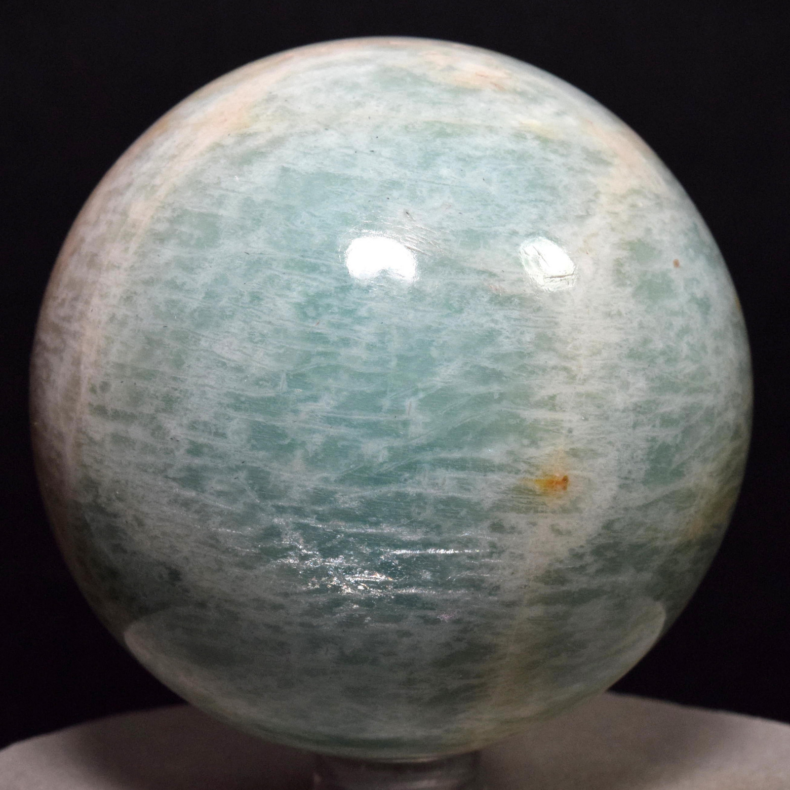 2.6″ Amazonite Sphere Green Natural Sparkling Crystal Feldspar Mineral – India