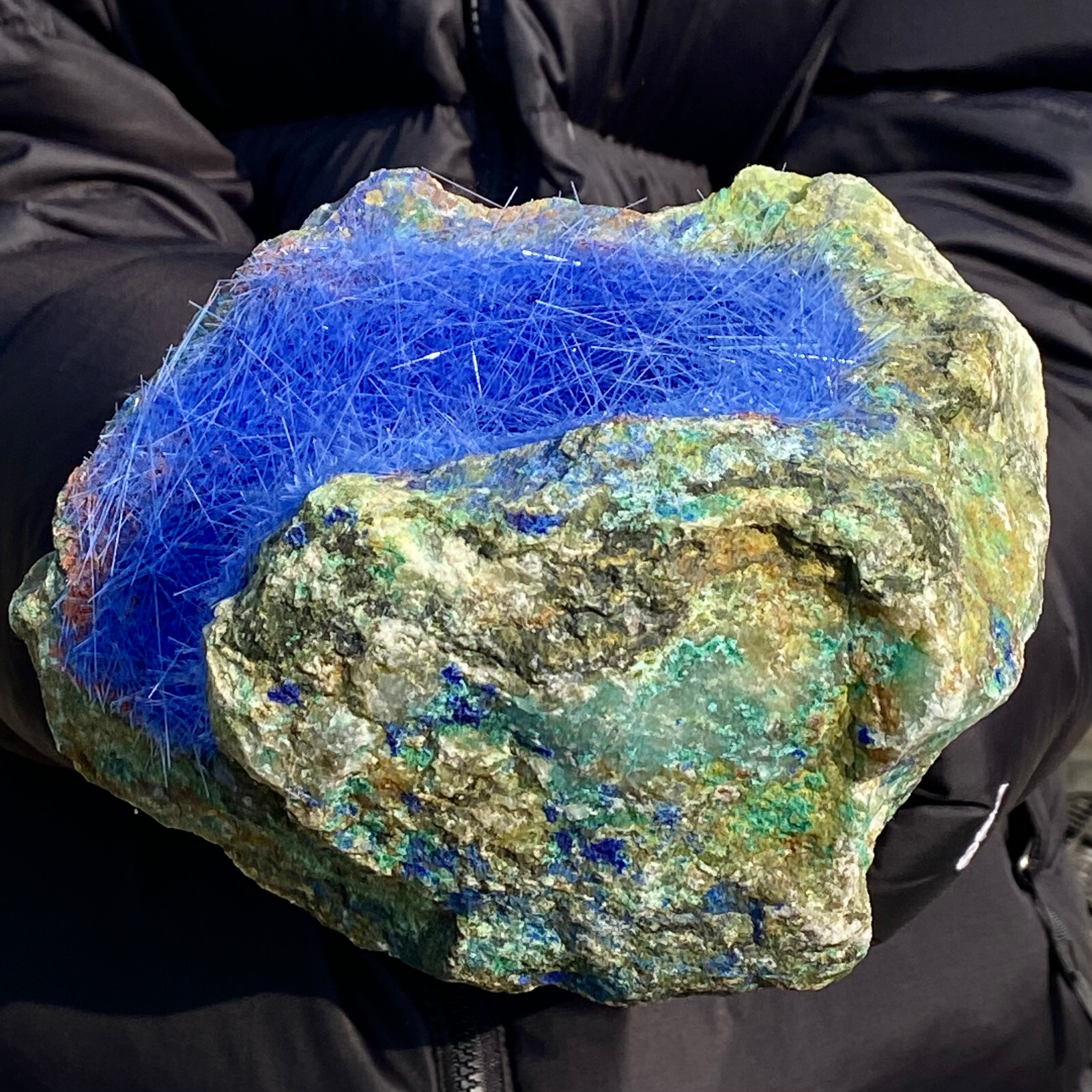 5.38LB Natural Blue Needle Iron Ore Mineral , Original Ore Quartz Crystal
