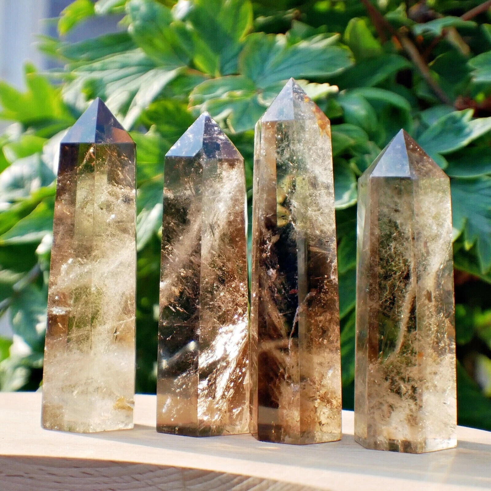 Natural Smoky Quartz Crystal Tower Point Wand HealingObelisk Home Decor Gifts
