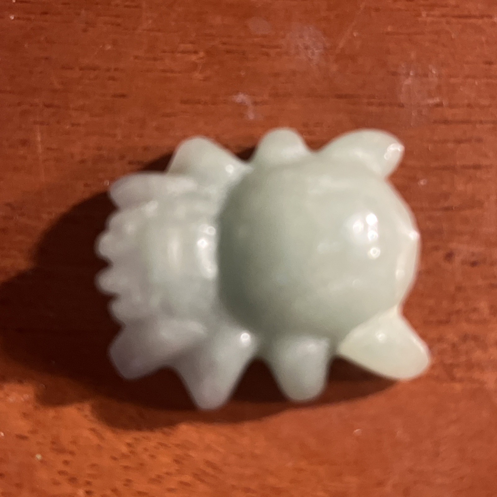 Pale Green Nephrite Jumping Spider Hand Polished Miniature Stone 1.5”