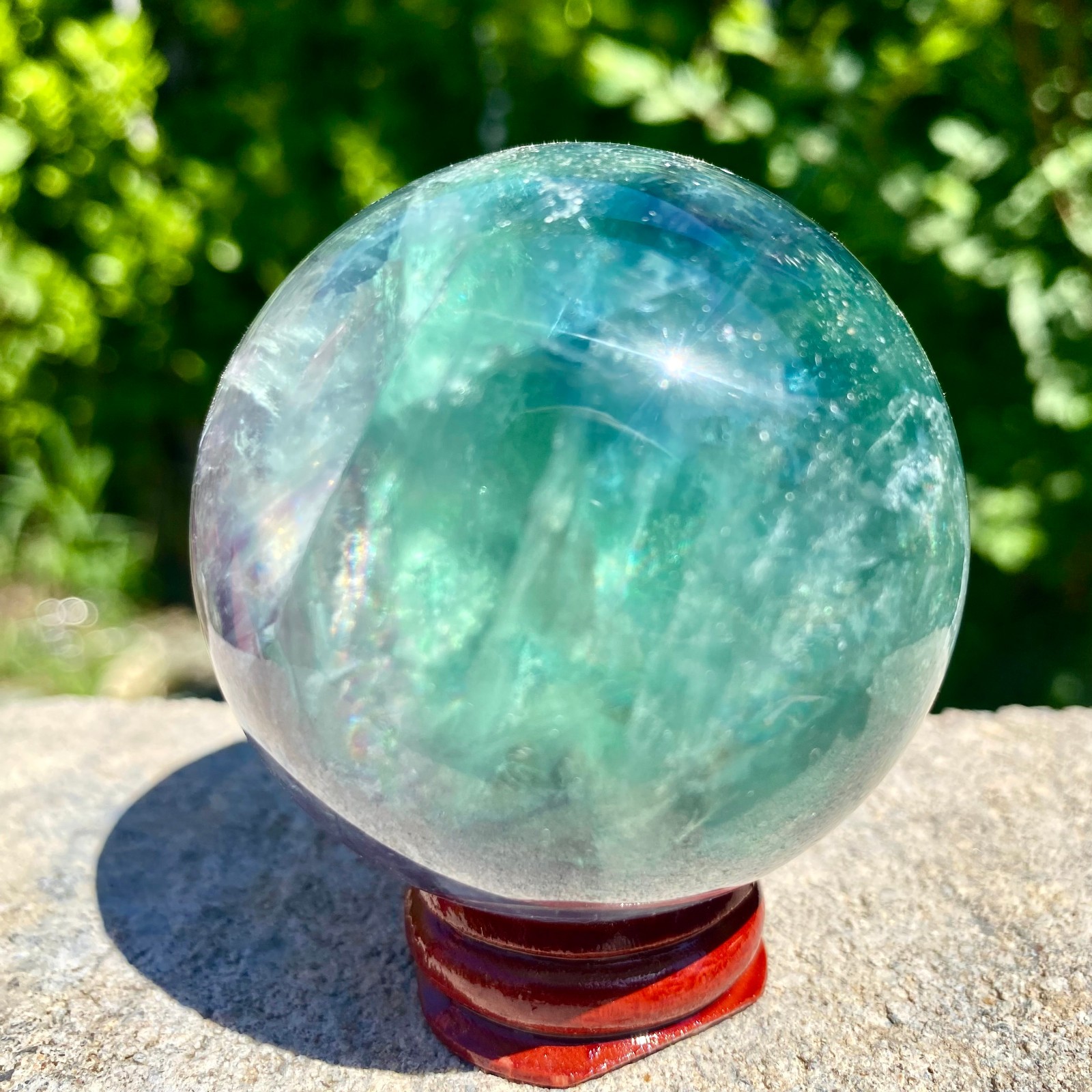 305G natural Green fluorite ball quartz crystal Sphere Reiki energy healing