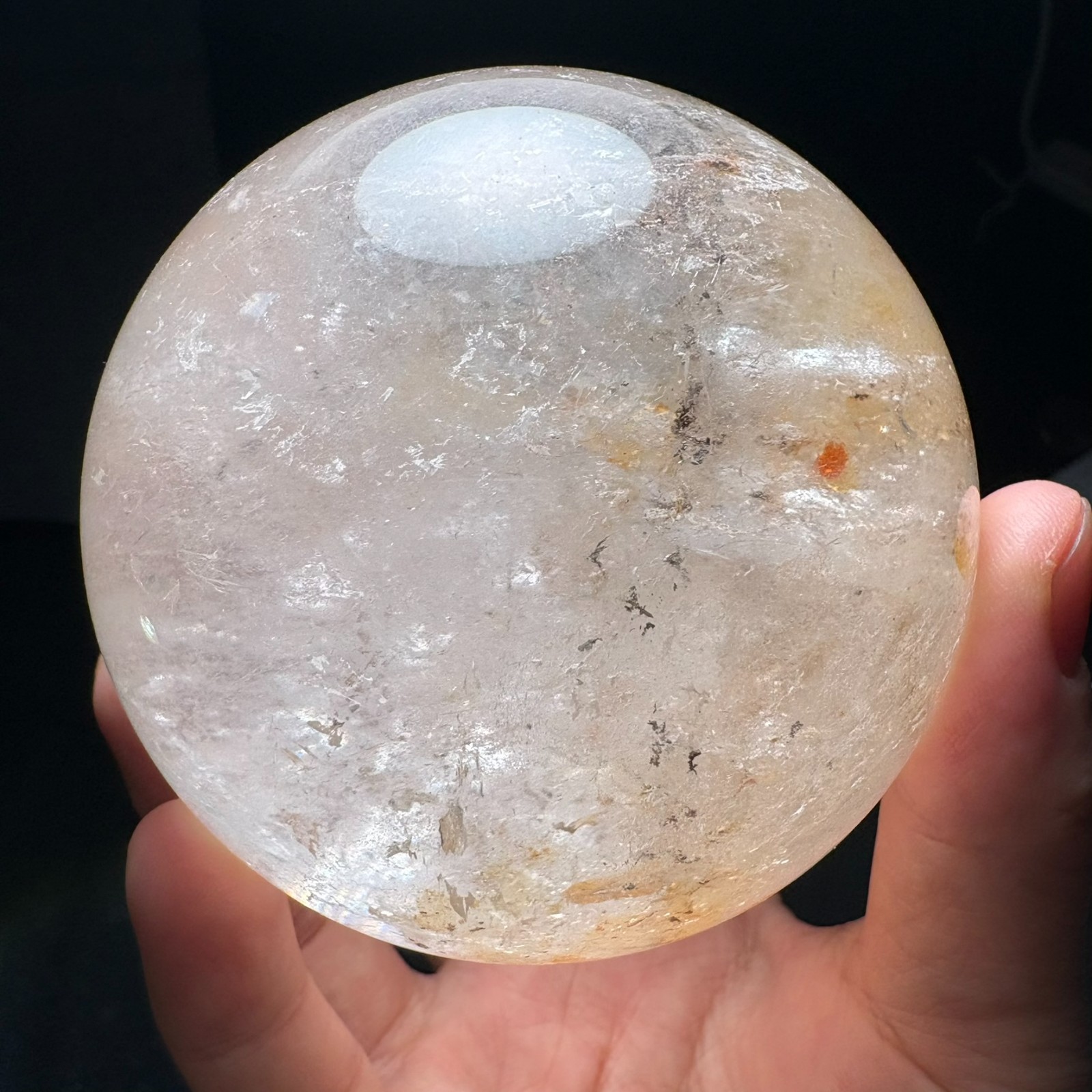 79mm Large Quartz Ball Natural Crystal Sphere w/ USB Light Stand Decoration