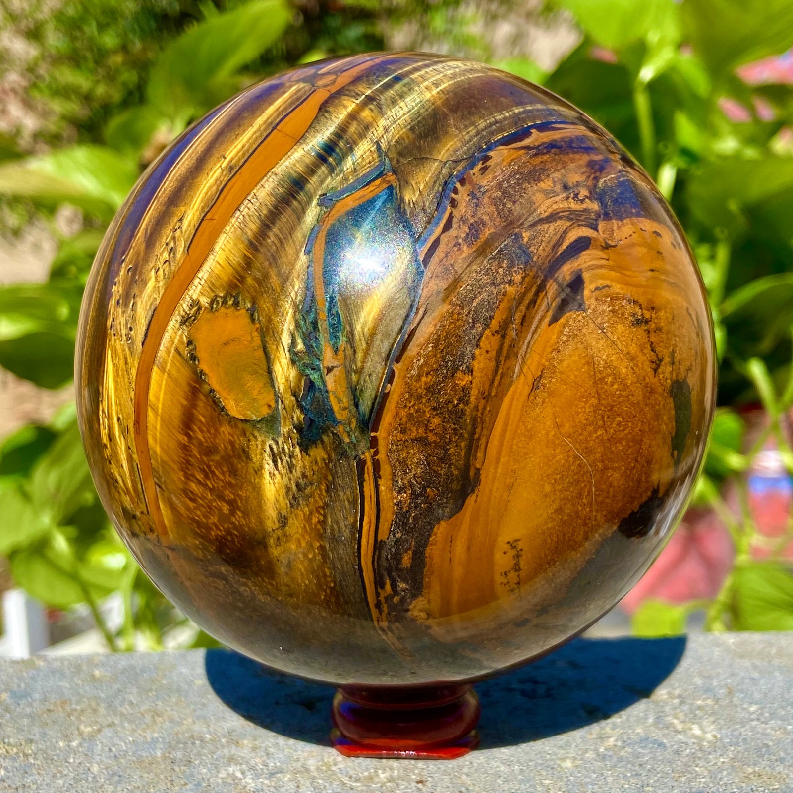 3.41LB Natural Tiger’s eye stone quartz Sphere crystal ball rock Healing