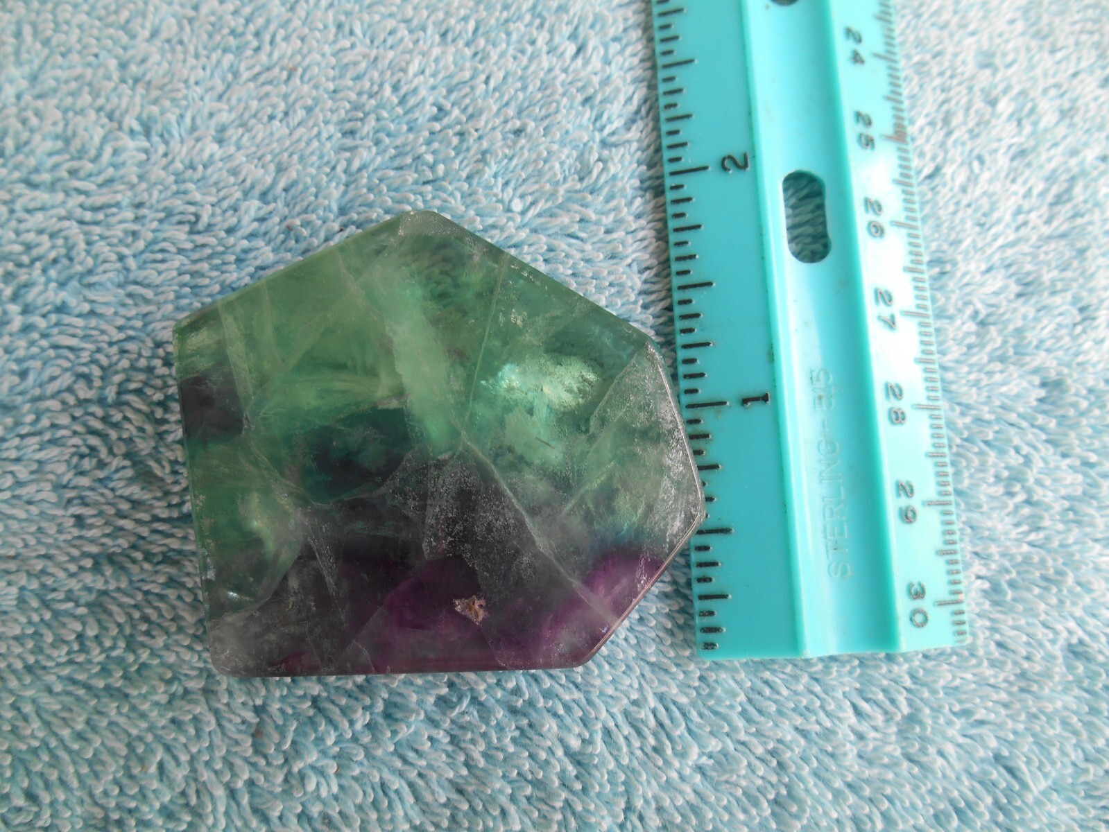 FLOURITE POLISHED POLYGON SLAB QUARTZ STONE 1-9/16″ TALL X 5/16″ THICK