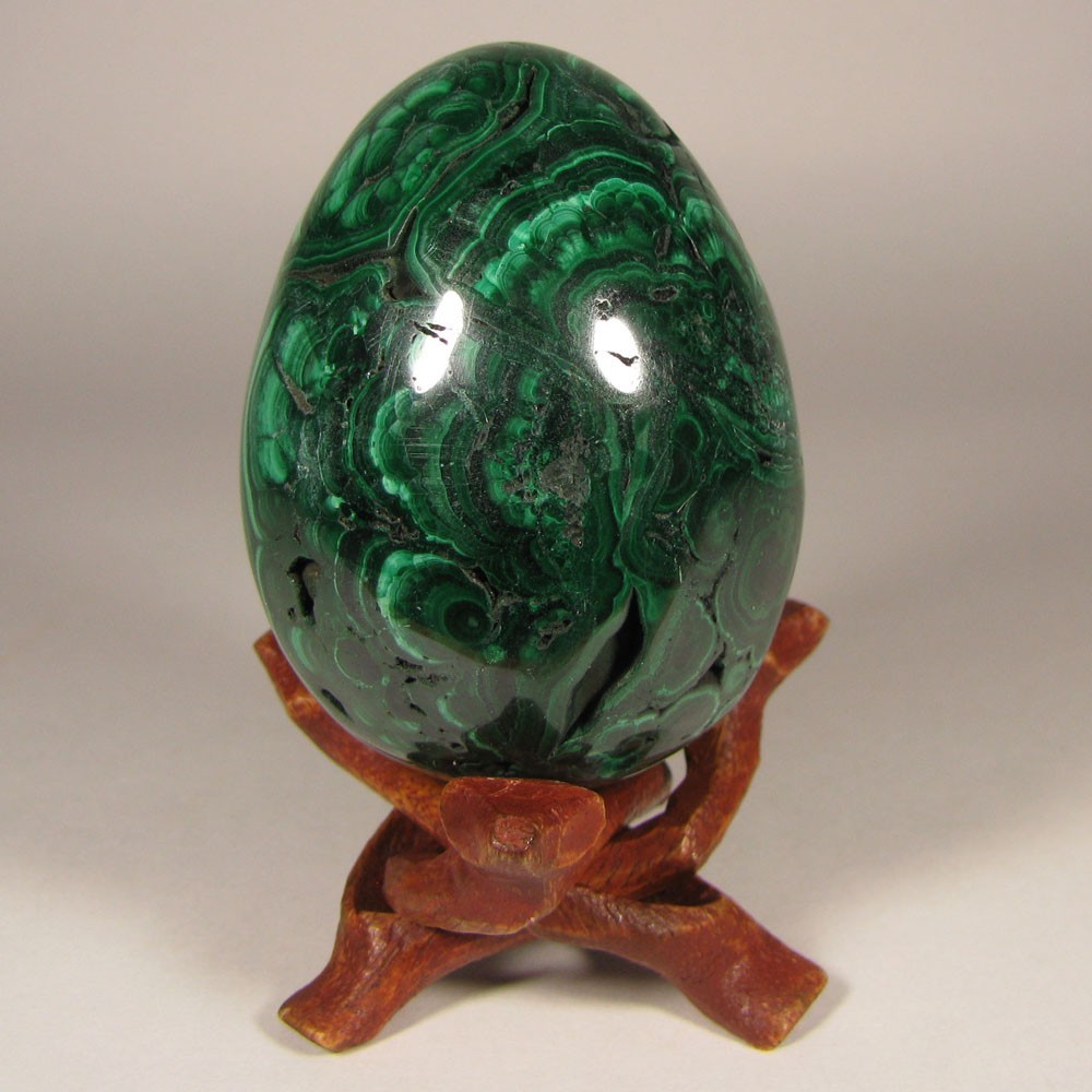 2.3″ MALACHITE Egg Polished Gemstone Sphere w/ Stand – Congo, Africa