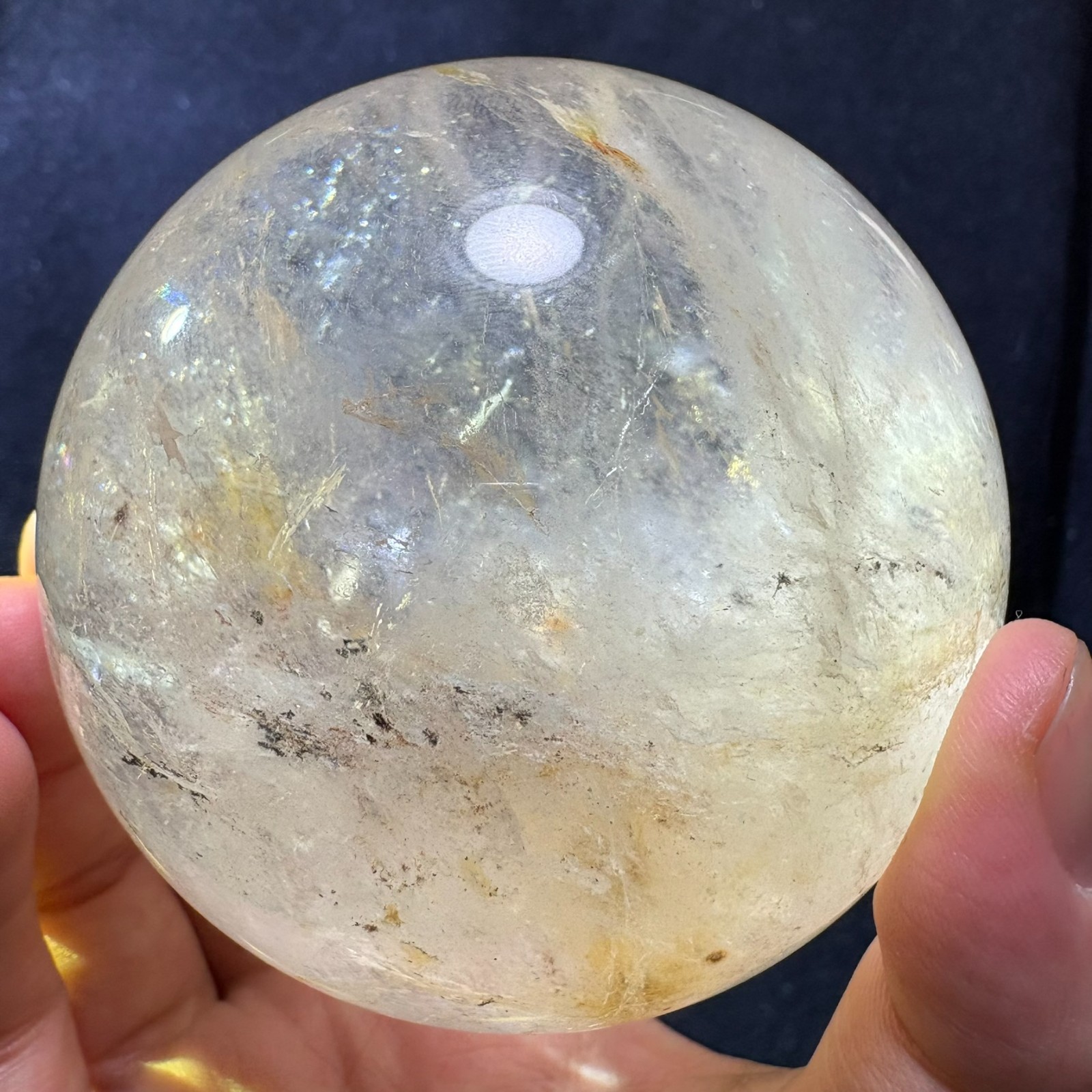 79mm Large Quartz Ball Natural Crystal Sphere w/ USB Light Stand Decoration