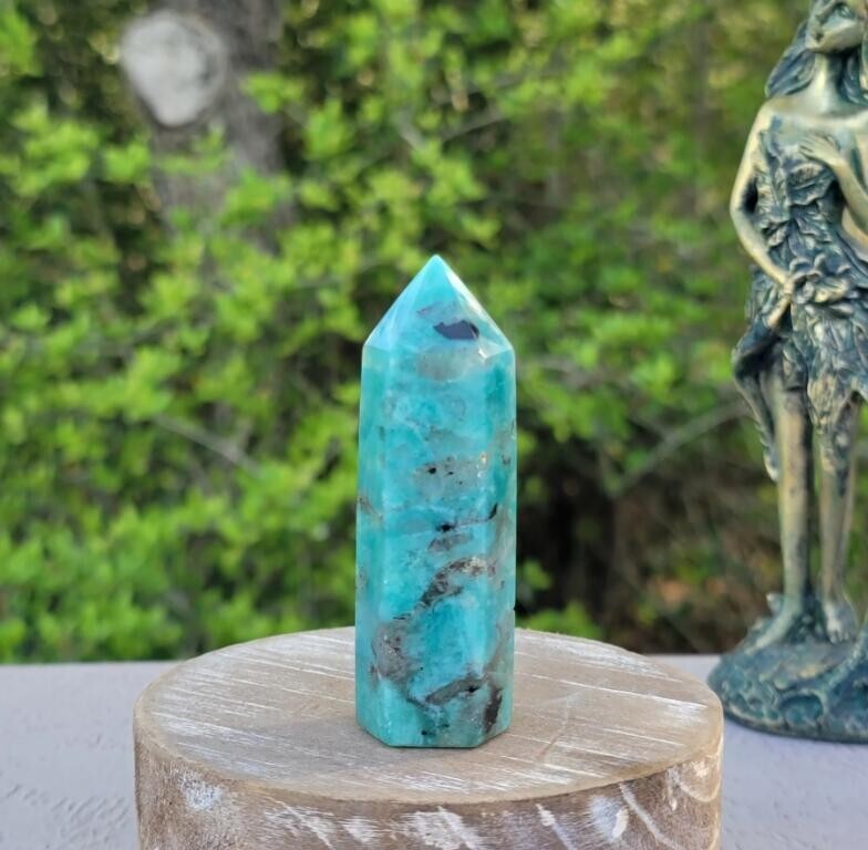 Amazonite Crystal Wand Obelisk Chakra Healing Witch Tower Point Home Decor Gift
