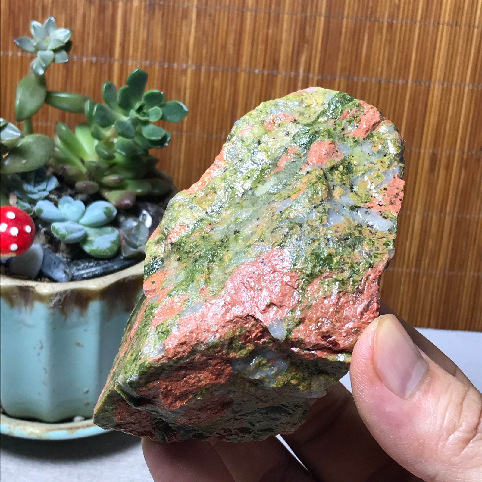 257g Natural Unakite Crystal gemstone Rough Mineral Specimen healing A6362
