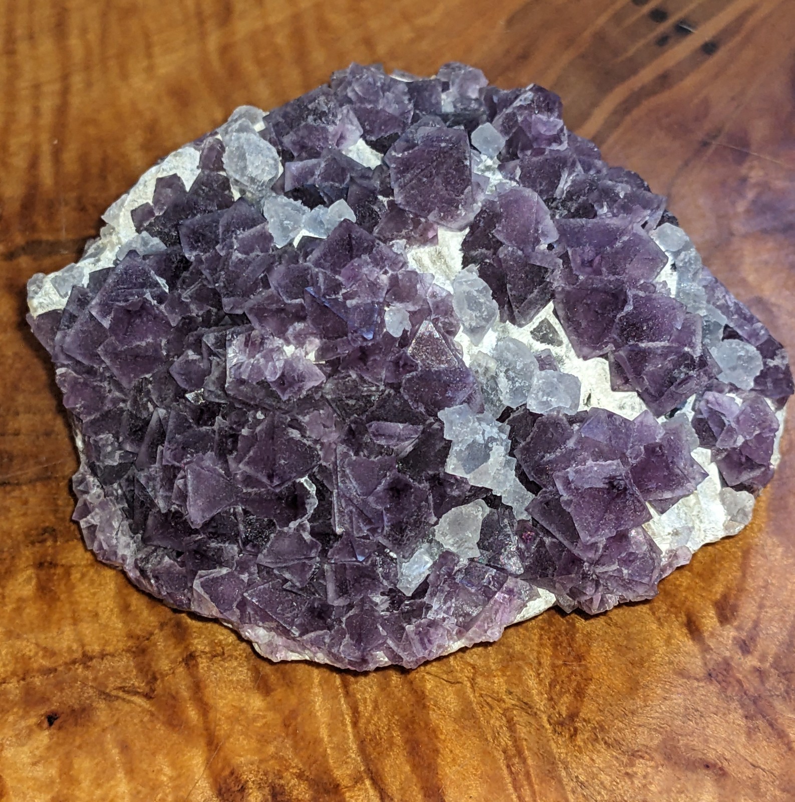 Purple Octahedral Fluorite W/ Light Blue Crystals From De’an Mine Jiangxi China