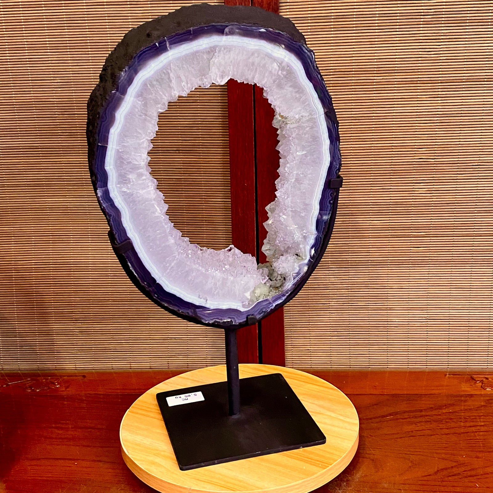 11.13LB Natural Amethyst Cave Crystal Slice Crescent shaped Hand Cut Repai