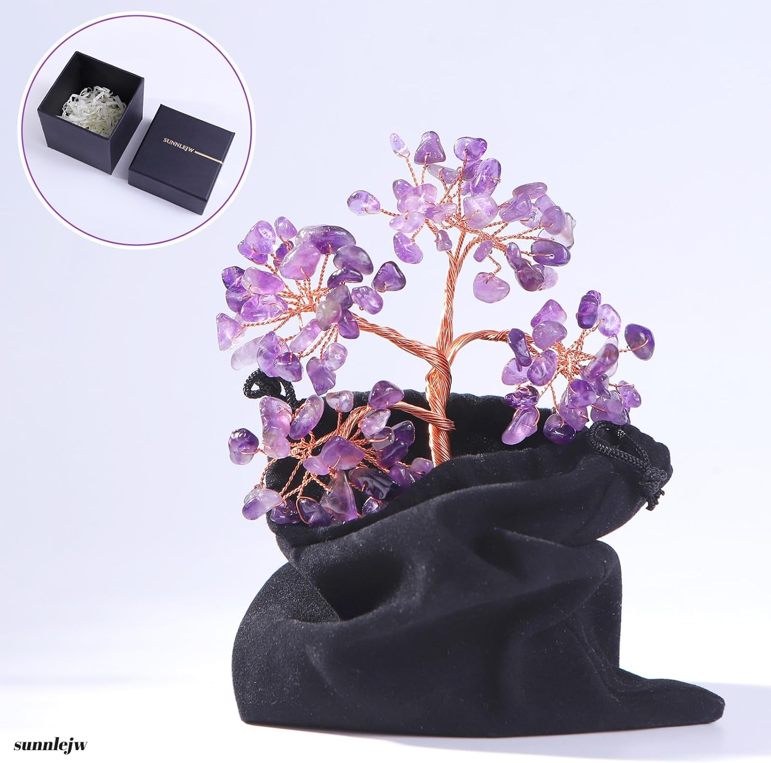 Amethyst Crystal Tree of Life, Chakra Tree Gifts for Women Purple Room Decoratio