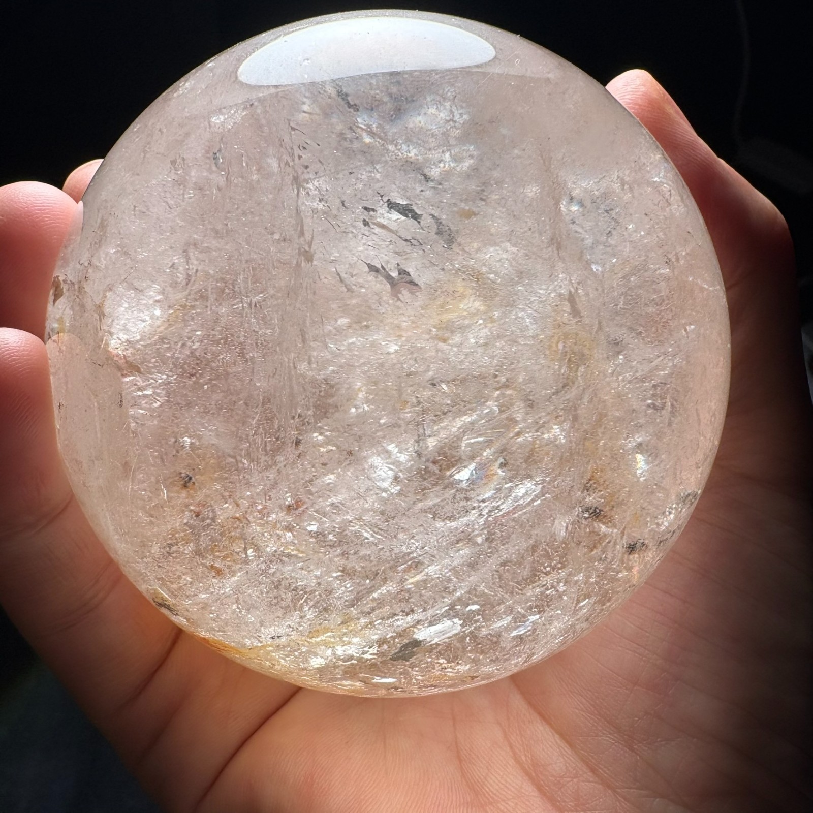 79mm Large Quartz Ball Natural Crystal Sphere w/ USB Light Stand Decoration