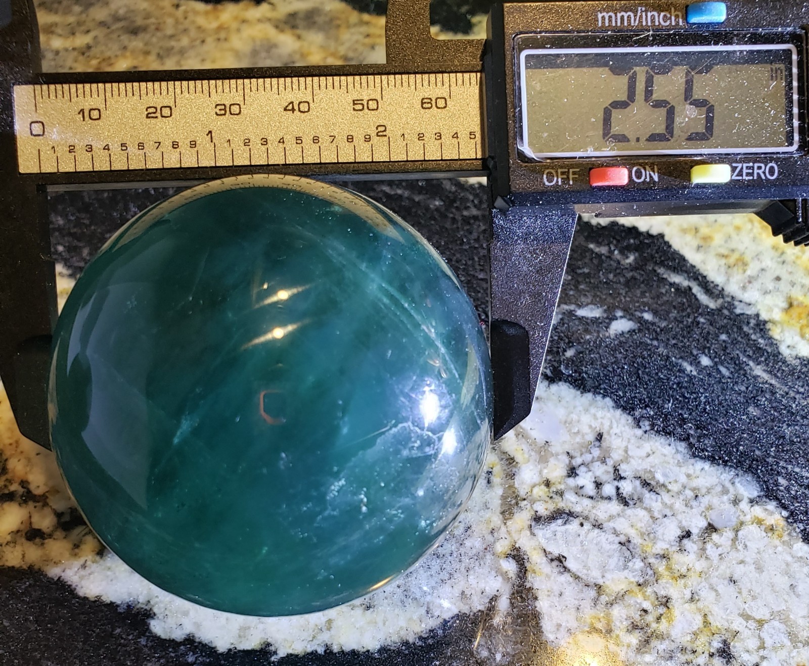 2.5″ Deep Blue Fluorite Quartz Crystal Sphere Ball Orb Rainbow UV, 457g or 1 lb
