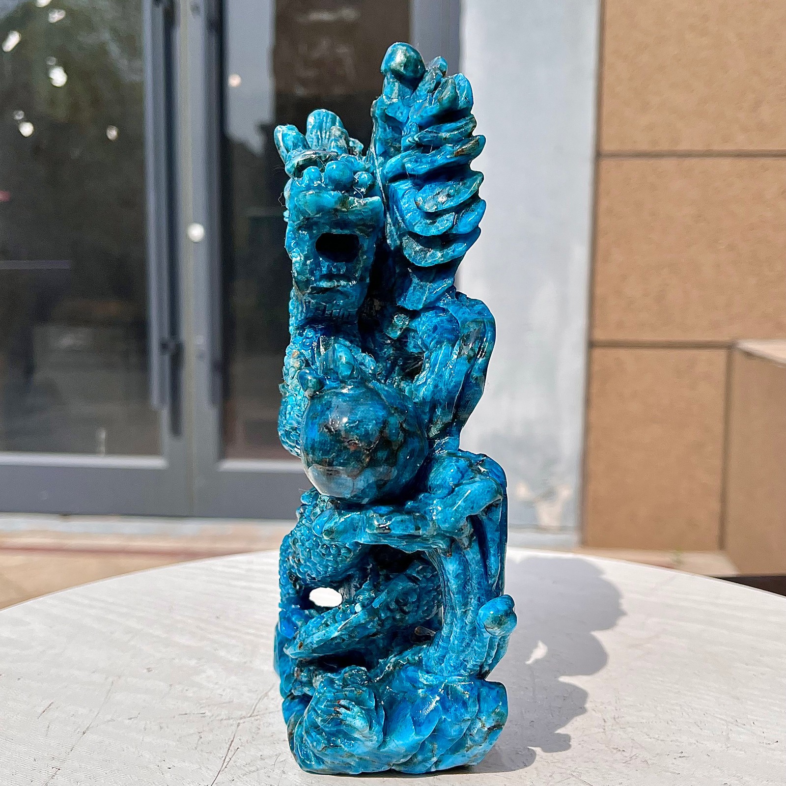 3.74LB Natural dreamy blue lithium gray pattern, hand carved and healed