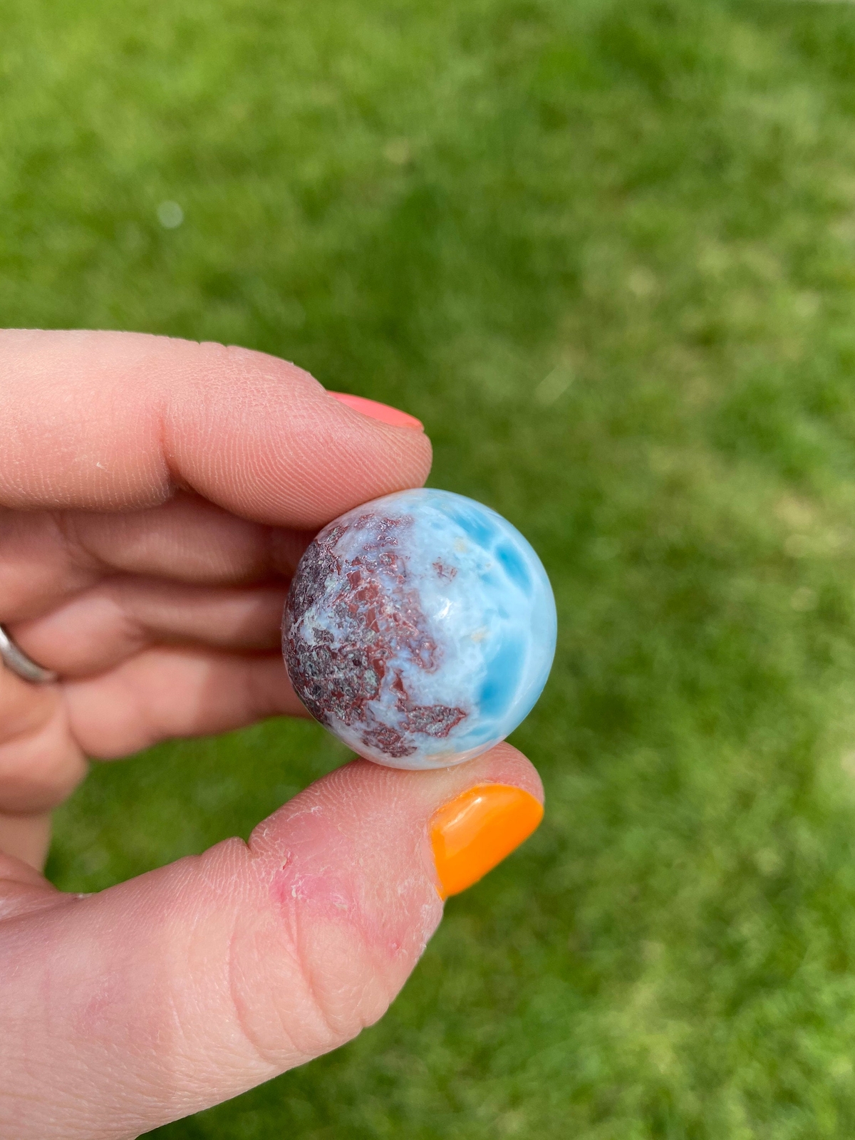 Larimar Sphere – Polished Stone, Natural Larimar from Dominican Republic