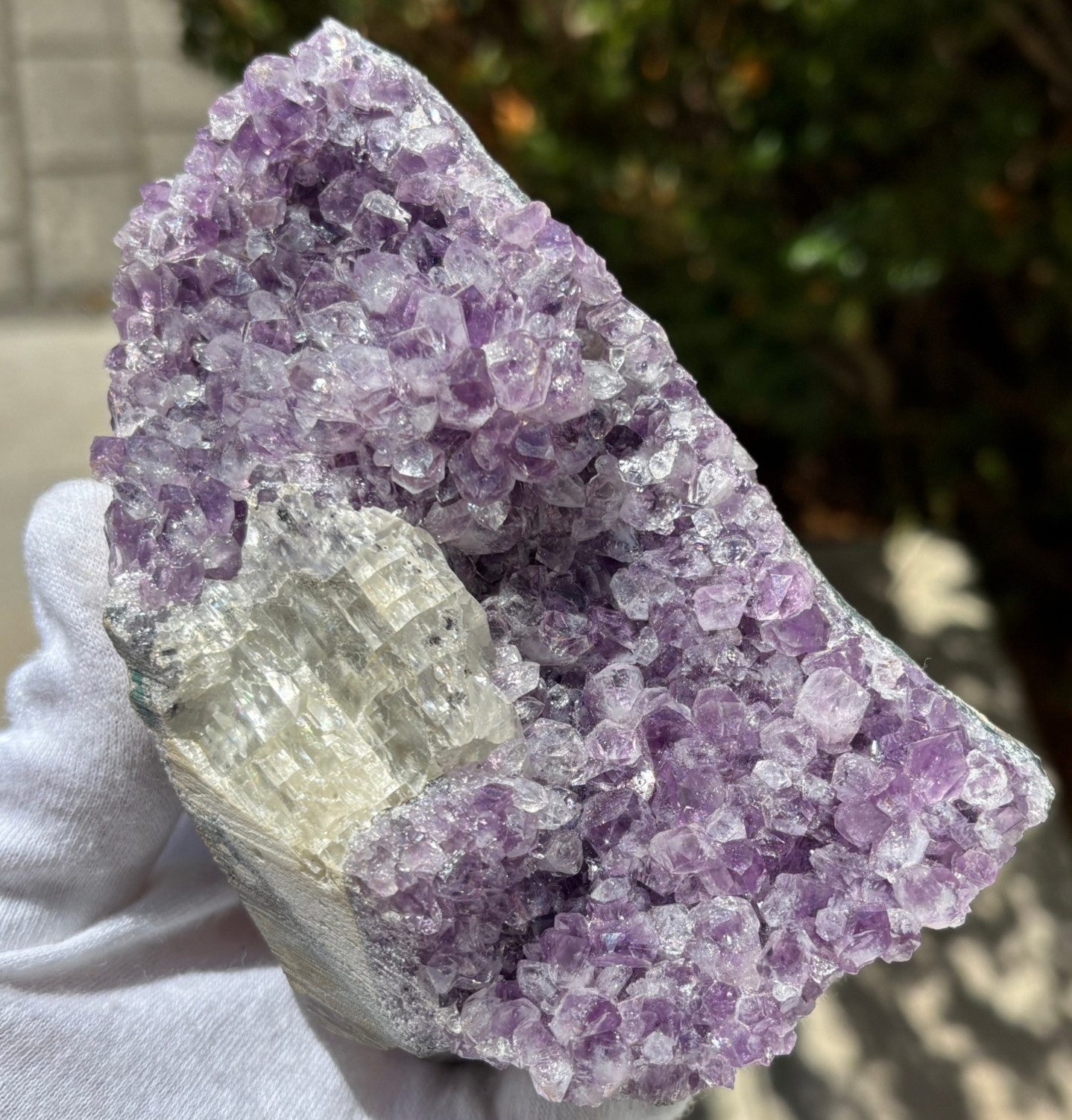 USA SALE 629g/1.38LB AMETHYST with CLEAR CALCITE SPECIMEN FREE STANDING FREEFORM