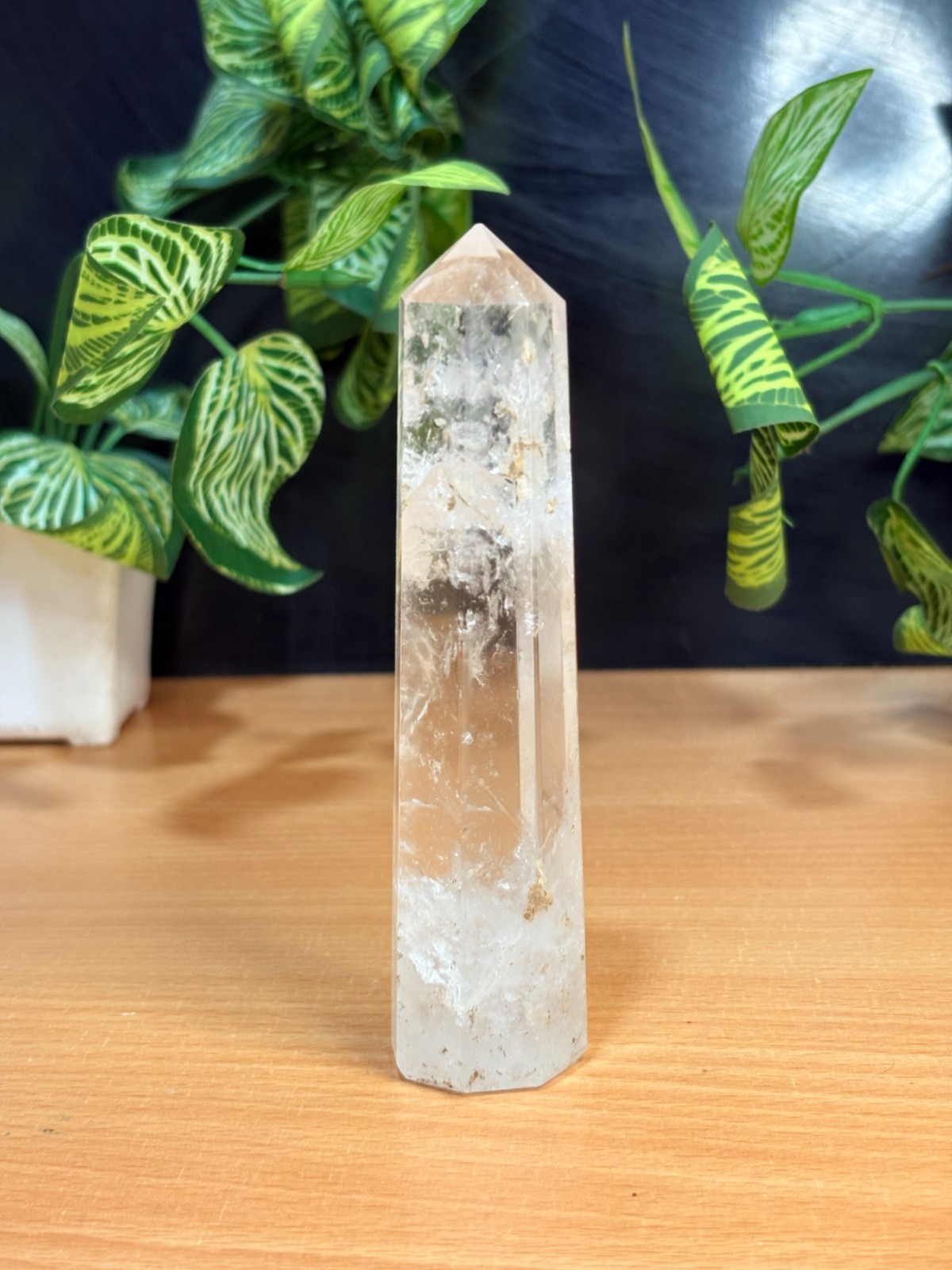 Clear Crystal Quartz Point 120MM Lemurian Tower, Satyaloka Azezutlite