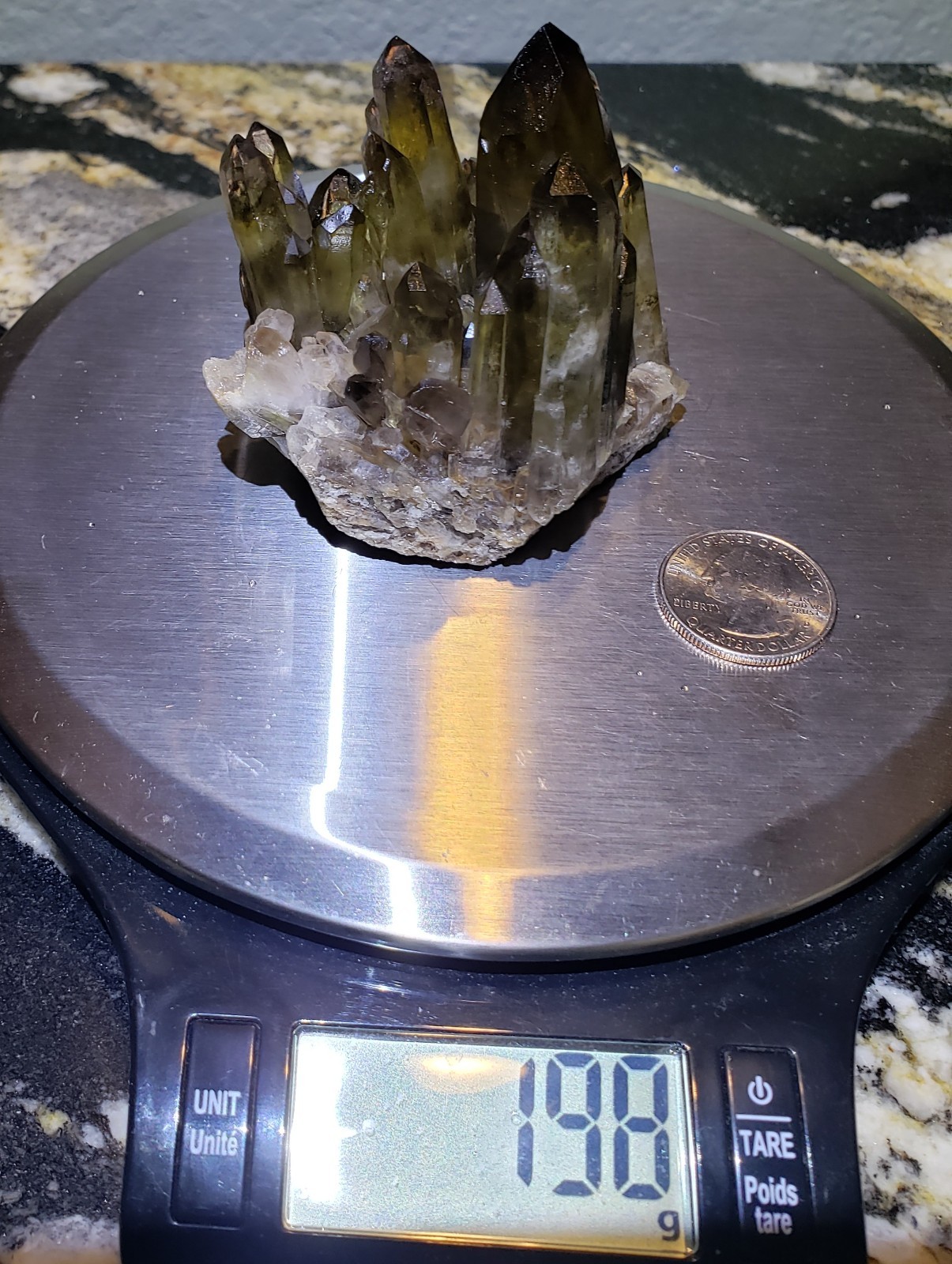 2.75″ Natural Smoky Citrine Quartz Crystal Cluster Mineral Specimen, 198g or 7oz