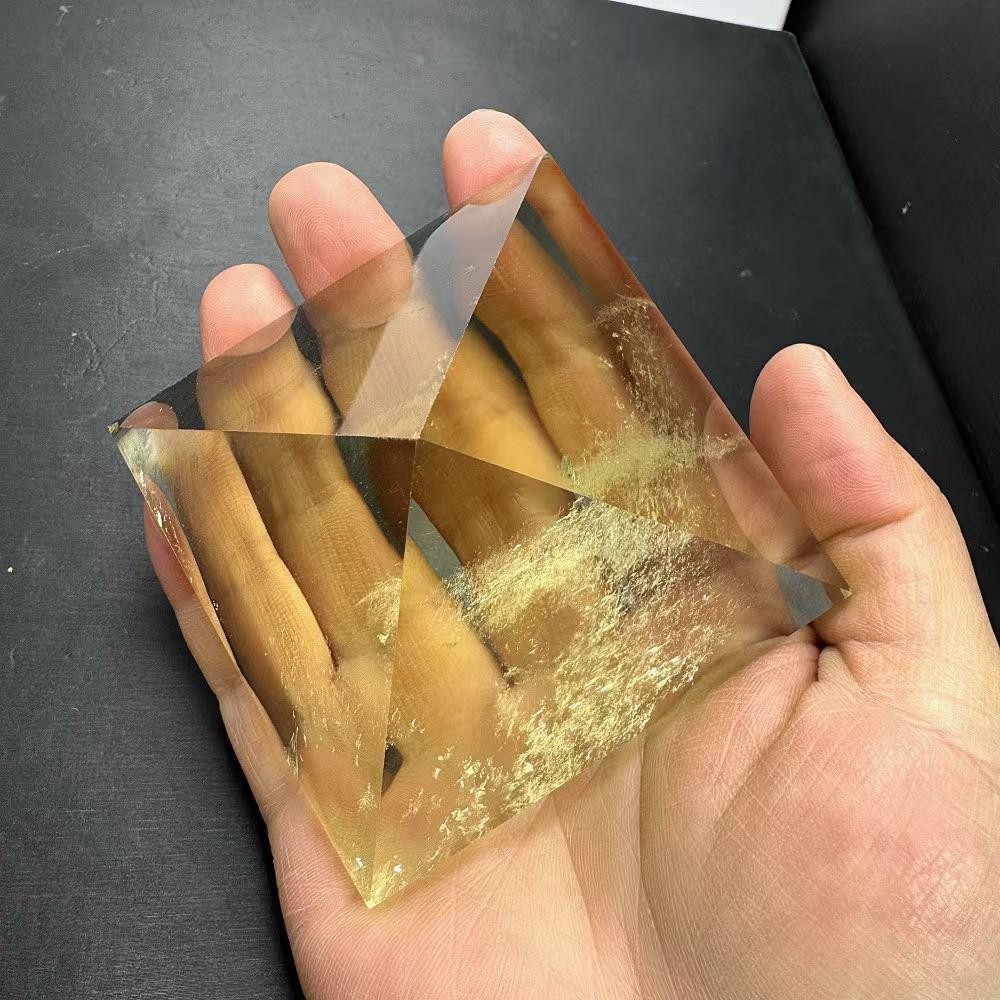 320g Natural Citrine Quartz Carved Pyramid Crystal Reiki Healing Decor