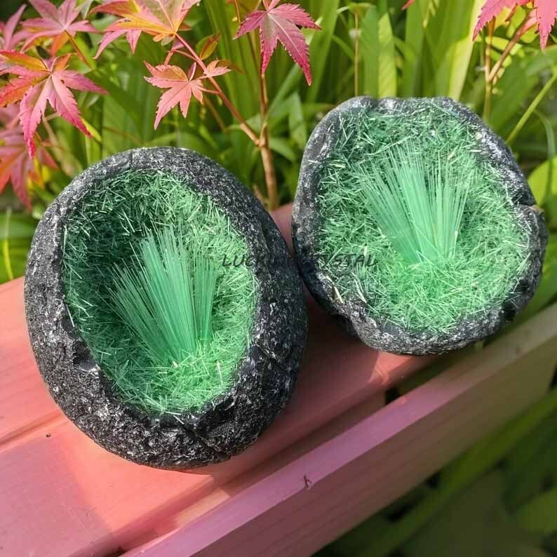 Natural Raw Magnetite Goethite Green Copper Ore Mineral Cluster Geode Specimens
