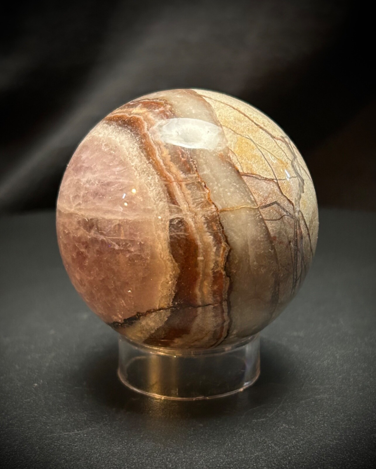2.1″ Agate And Amethyst Sphere With Acrylic Stand 8.1oz