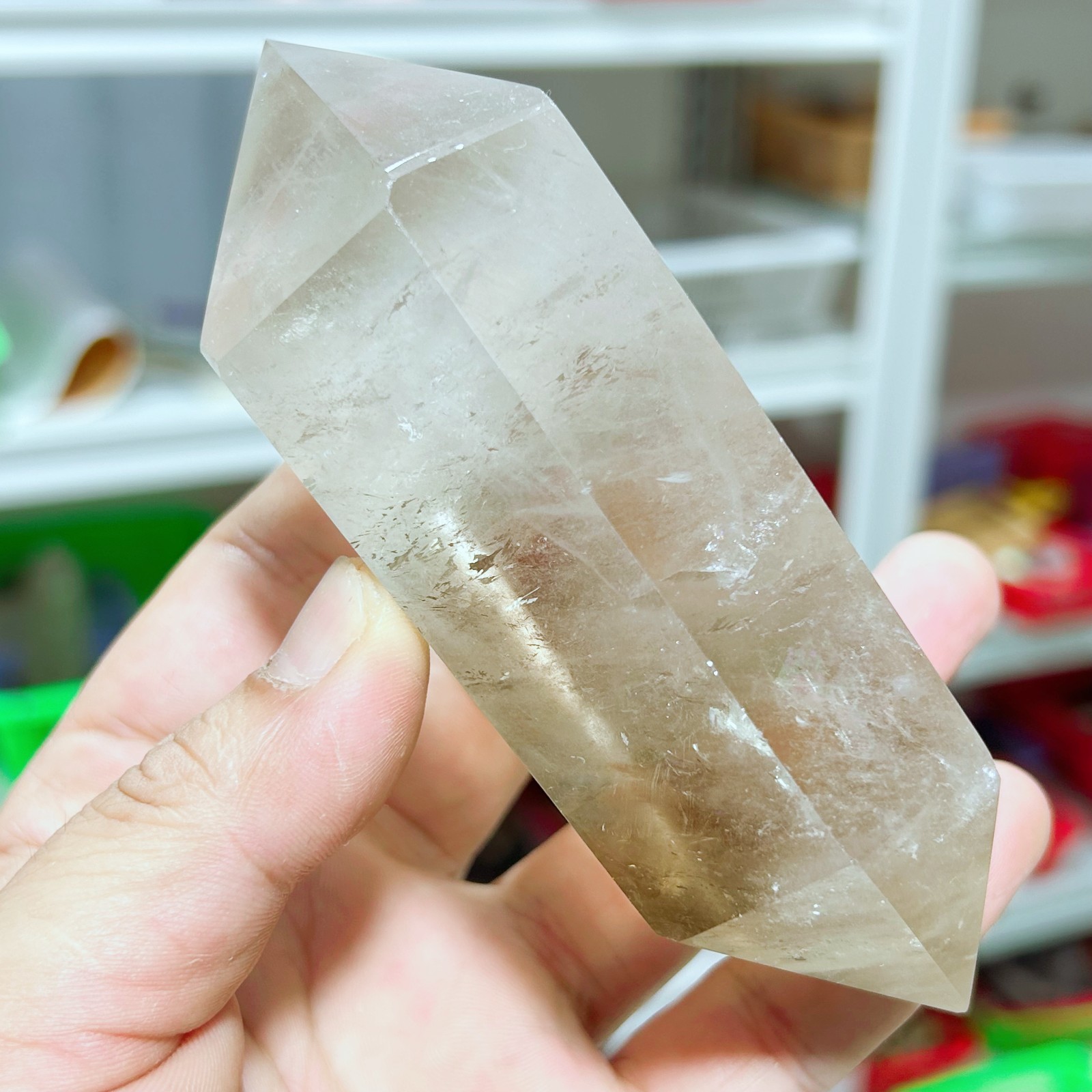 1.17LB Natural Smoky Quartz Obelisk Crystal Double Point Healing G7726